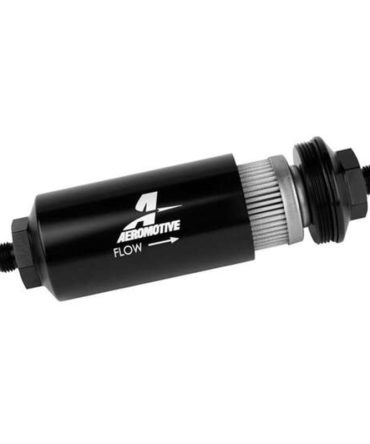 Aeromotive Black Inline Filter -8AN Male 40 Mic / 2″ Od Stainless Mesh – ARO12378