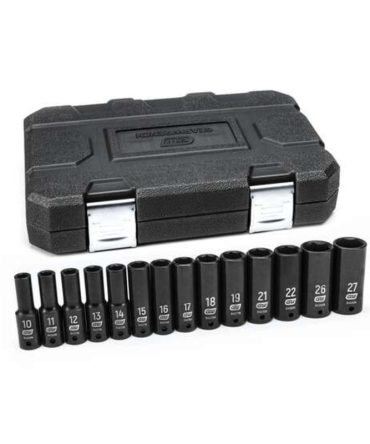 GearWrench 14 Piece 1/2 Drive 6 Point Deep Impact Metric Socket Set – 84955N