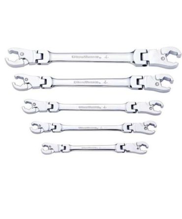 GearWrench 5 Piece Ratcheting Flex Head Flare Nut Imperial Wrench Set – 89100