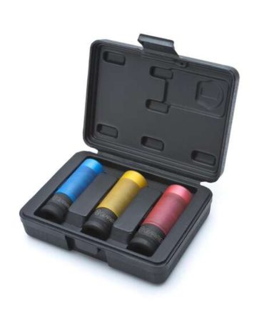 GearWrench Socket Set Impact Wheel Protector Blowmold Case  – 1/2 Inch Drive, Metric, 3 Piece – 84946